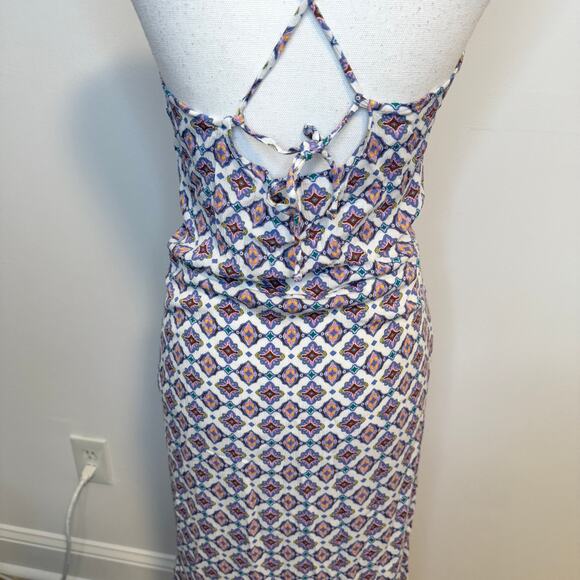 BECCA Marrakesh Ruffled Swim Cover Up Midi Dress In Cream Purple - Picture 12 of 15